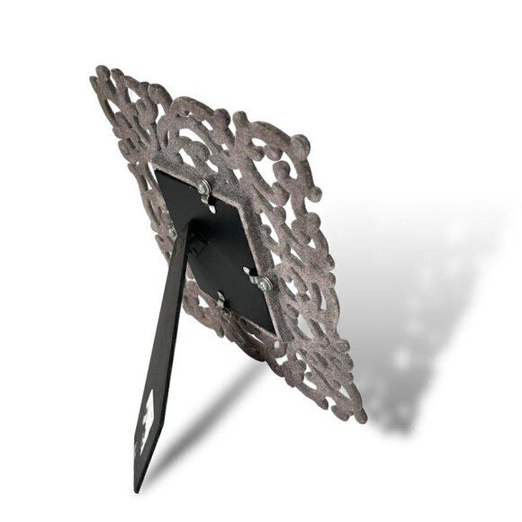 Grey Velvet Scroll Flourish Ornate Decorative Rectangular Picture Photo Frame - Picture 3 of 13